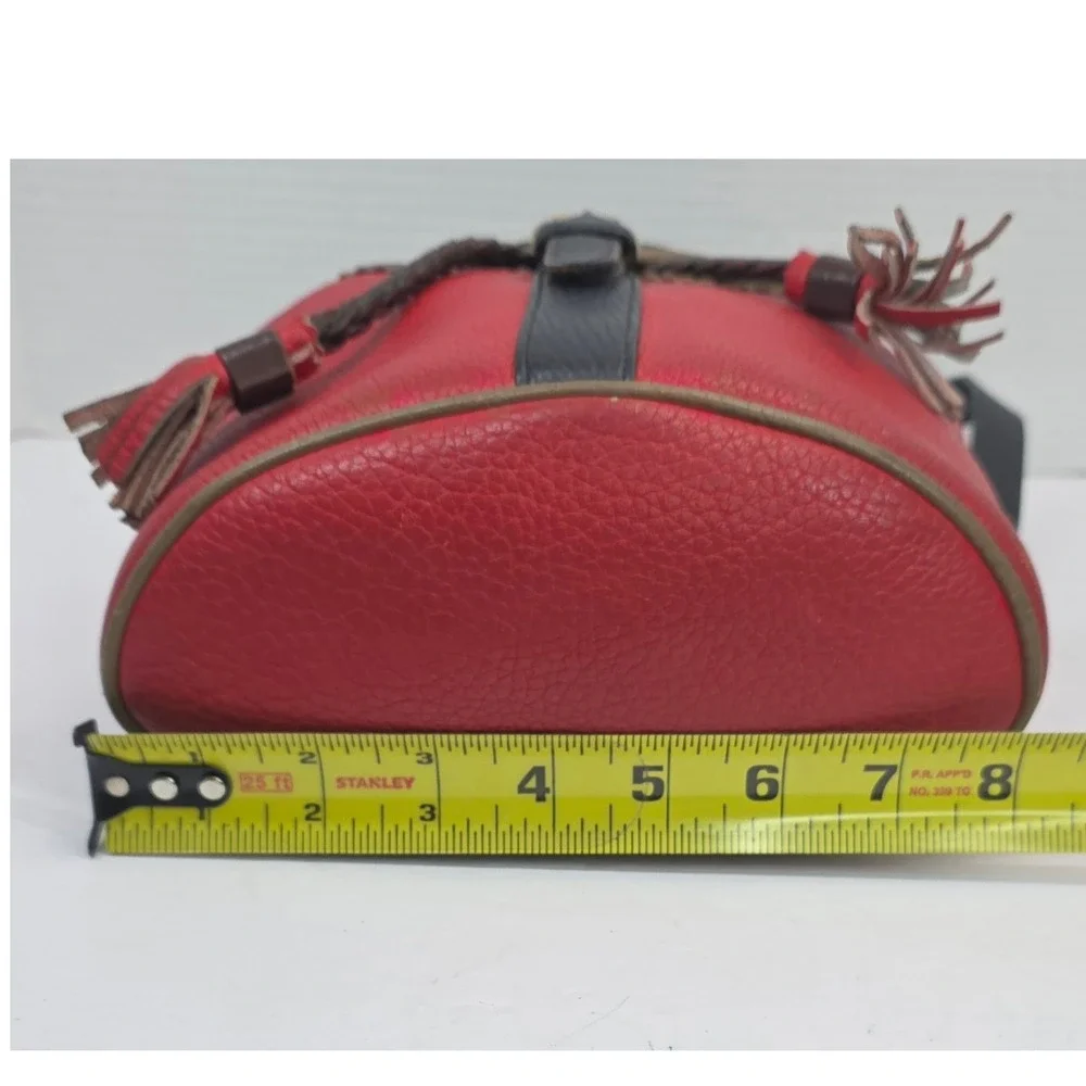 Dooney & Bourke Vintage Teton AWL Red Navy Leather Backpack Drawstring‎ Bag